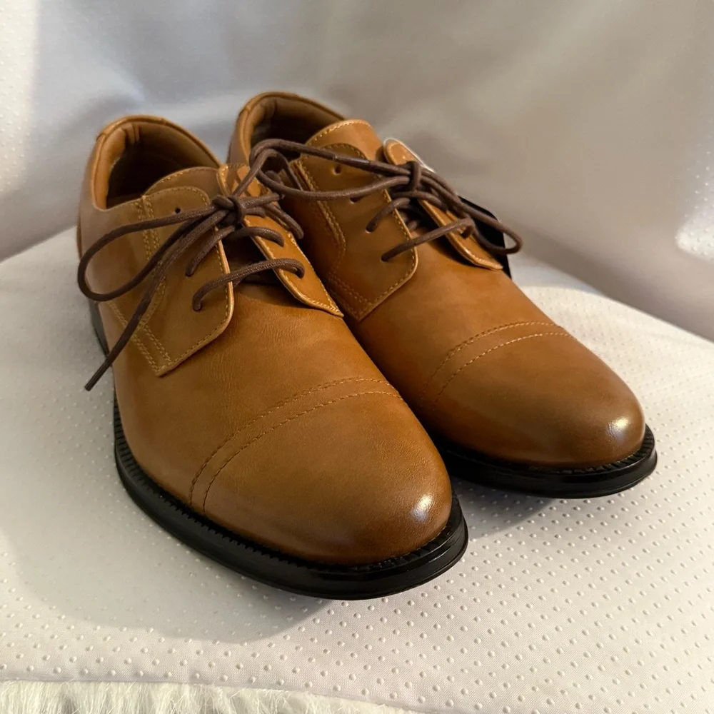 George Shoes Men’s‎ Size 8.5 Classic Brown Faux Leather Oxfords Comfort New